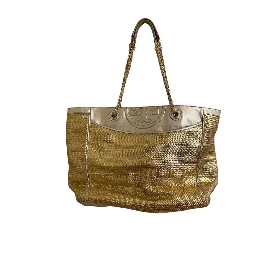 Tory Burch Fleming Rafla Metallic Gold & Silver Tote